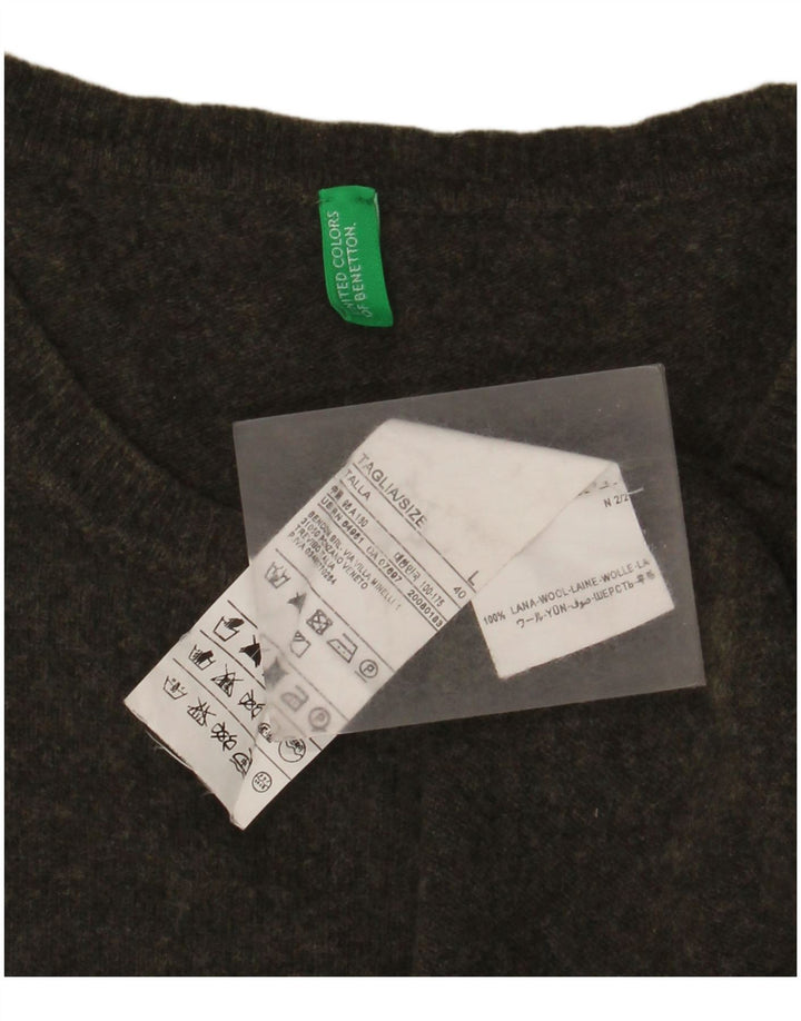 BENETTON Herre sweater med rund hals, stor kakiuld