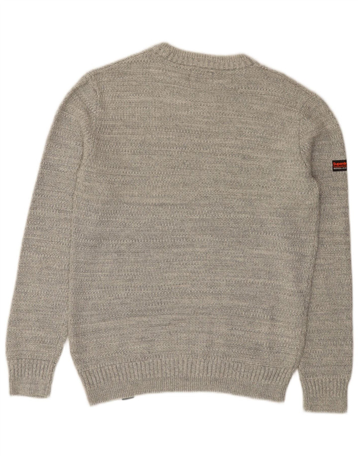 Superdry Herre sweater med rund hals, mellemgrå bomuld