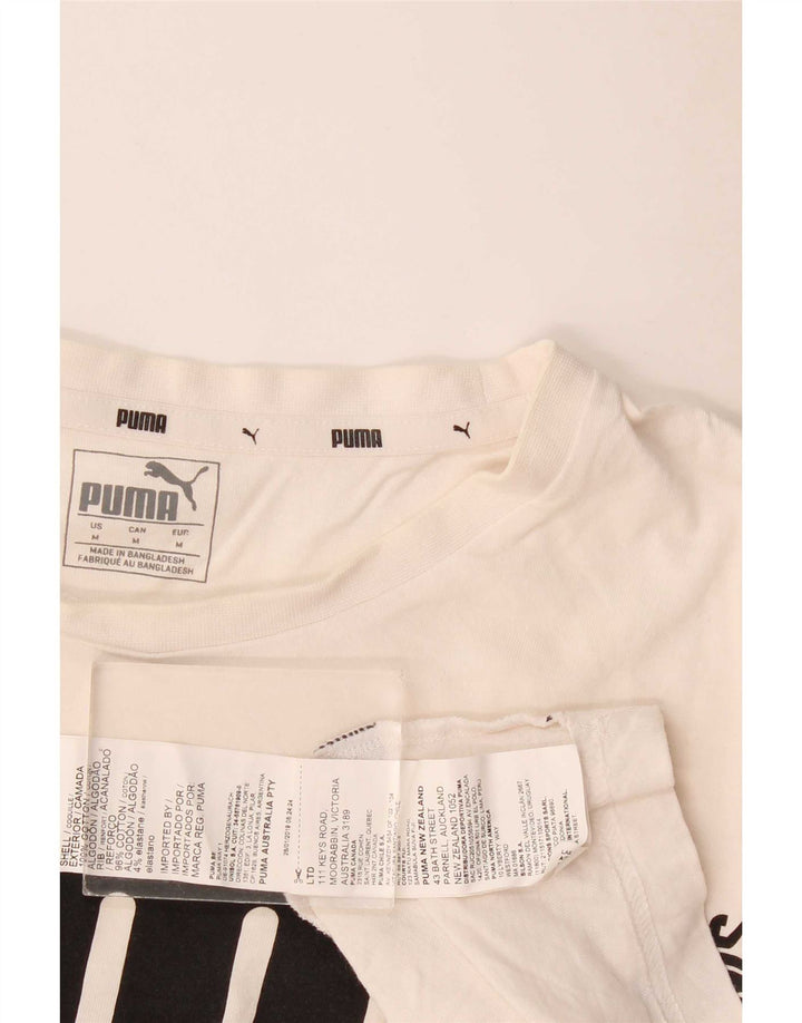 Puma Herre Grafisk T-Shirt Top Medium Hvid Bomuld