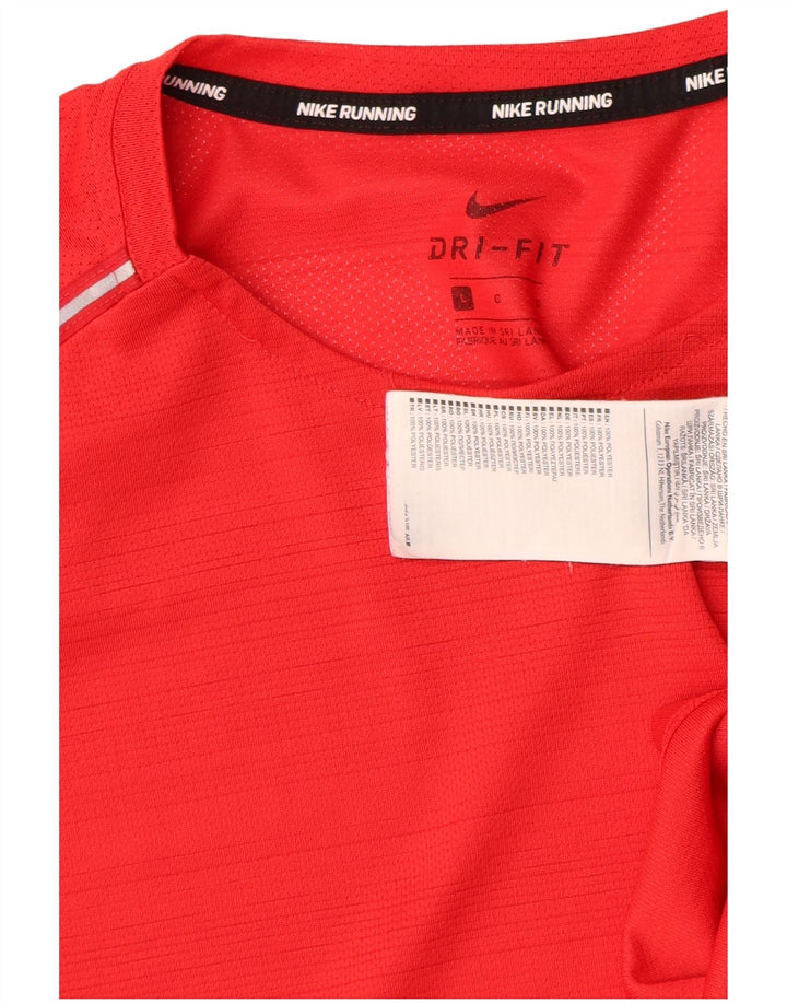 Nike Herre Dri Fit T-Shirt Top Stor Rød Polyester