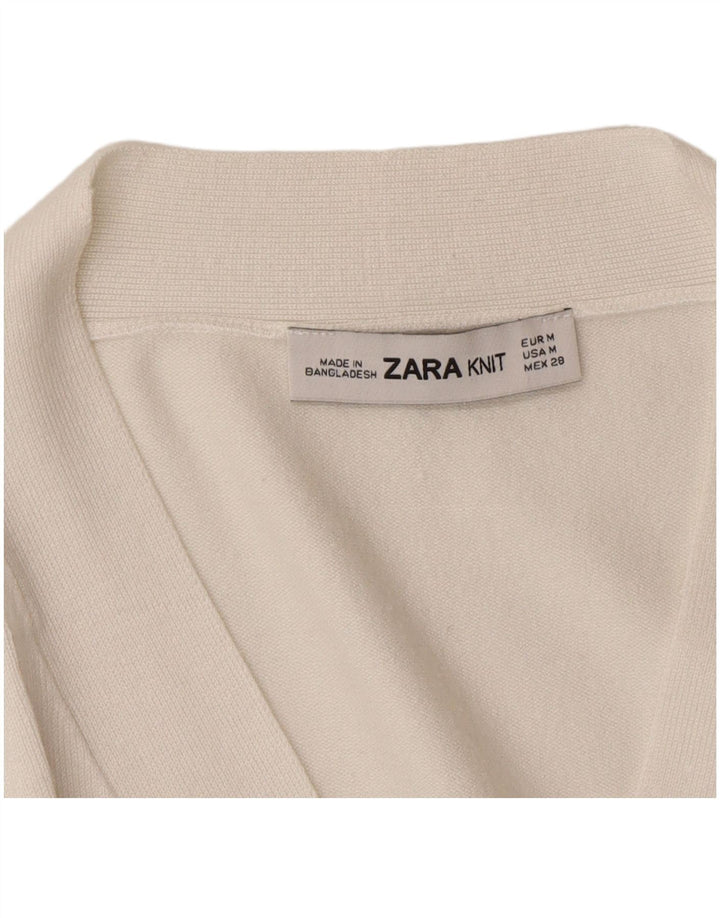 Zara Dame Cardigan Sweater UK 14 Medium White