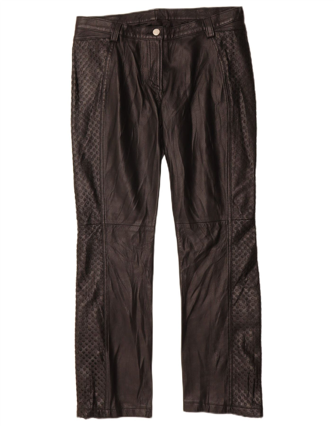 Vintage lige læderbukser til kvinder IT 42 Medium W28 L29 sort læder