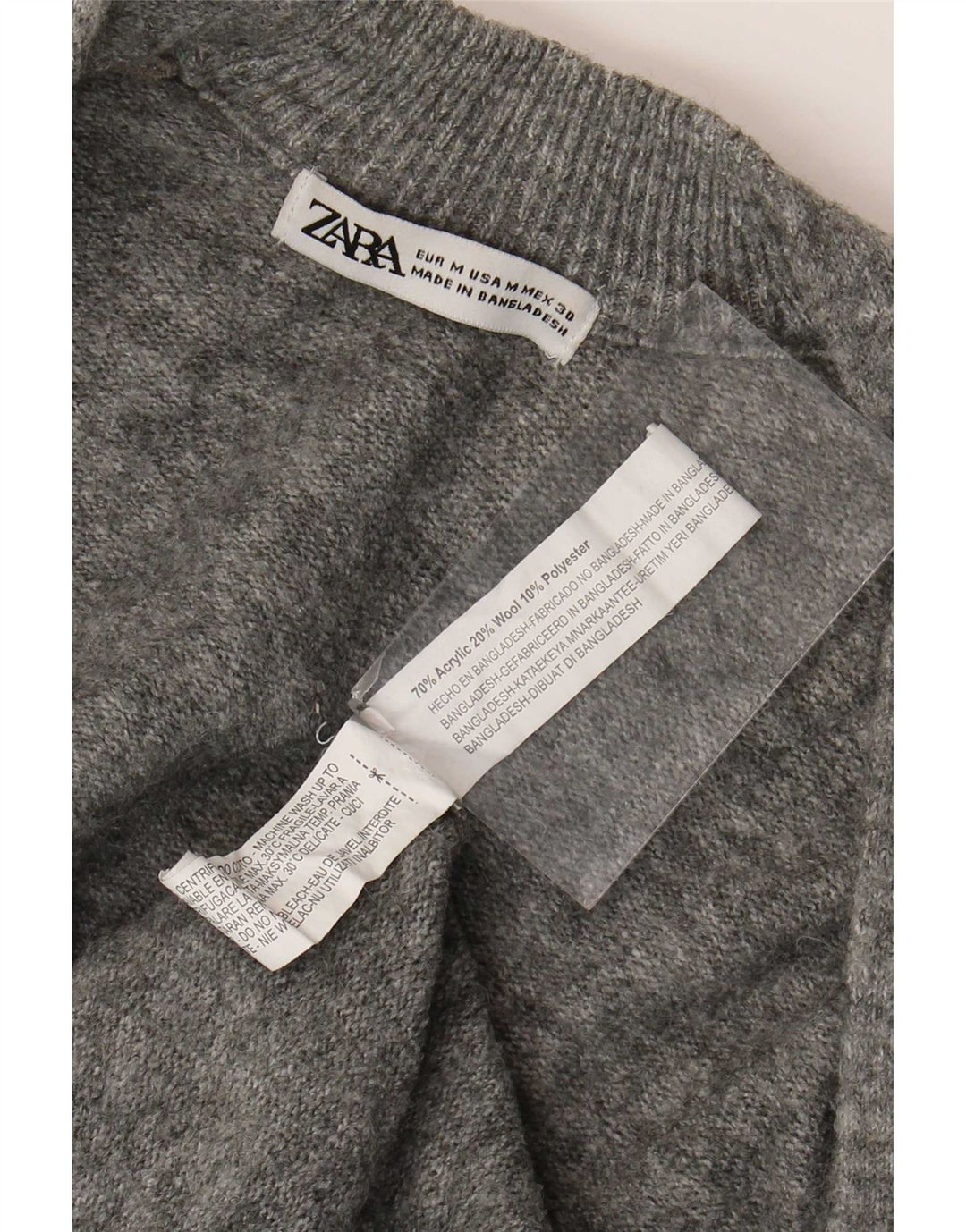 Zara Womens Longline Open Cardigan Sweater UK 14 Medium Grey Akryl