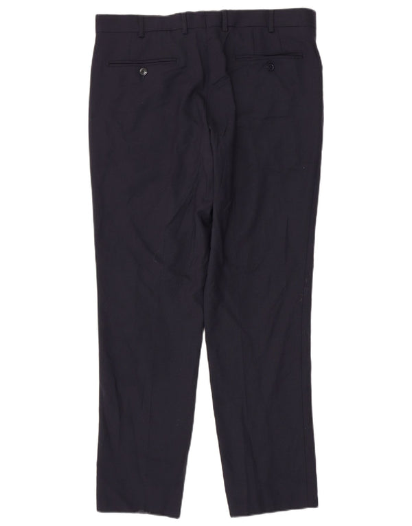 Massimo Dutti Herre tilspidsede jakkesætsbukser EU 42 Large W32 L29 Marineblå Uld