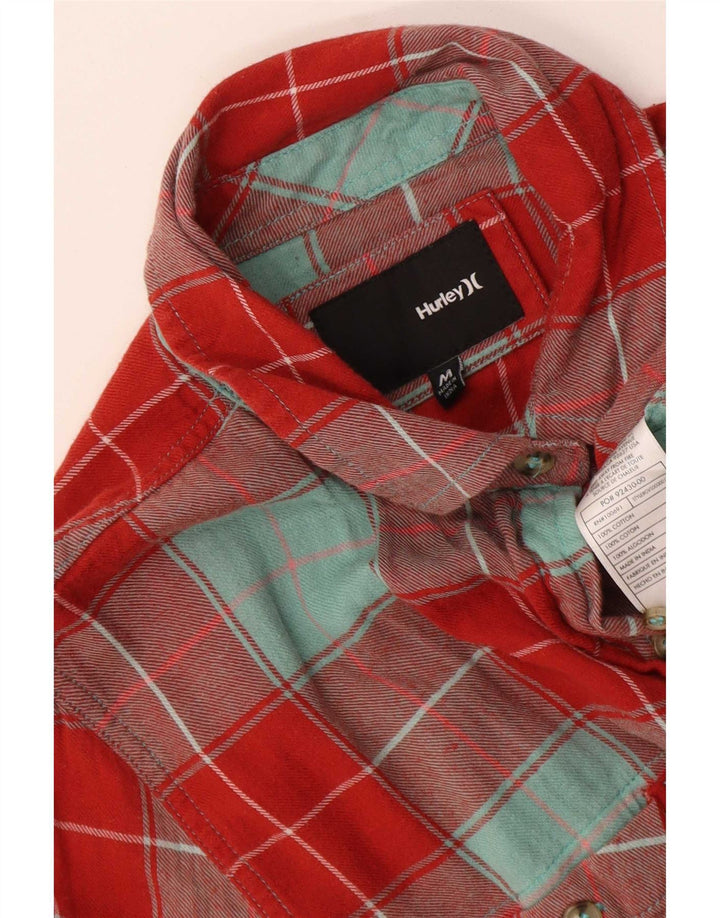 Hurley Dame Flanellskjorte UK 14 Medium Rød Plaid Bomuld
