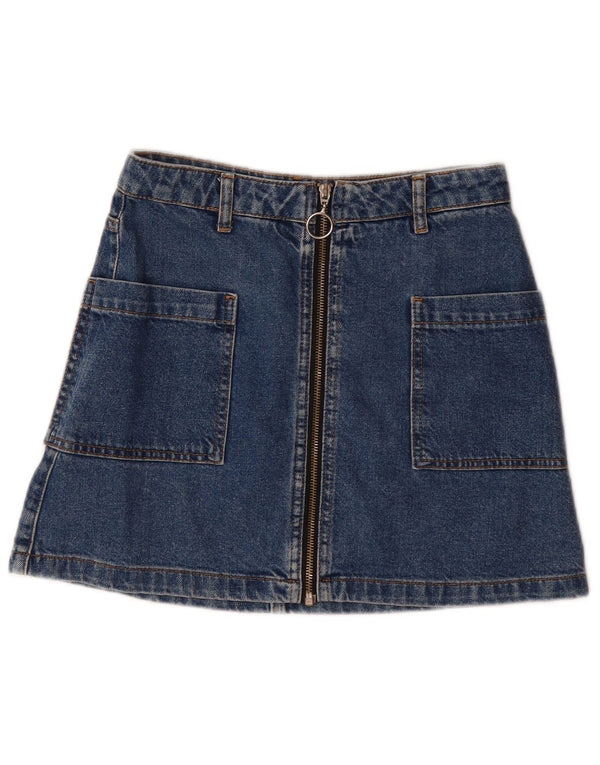 TOPSHOP Dame Mini Denim Nederdel UK 6 XS W26 Blå Bomuld