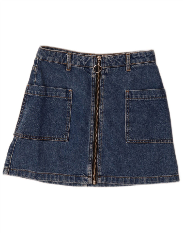 TOPSHOP Dame Mini Denim Nederdel UK 6 XS W26 Blå Bomuld