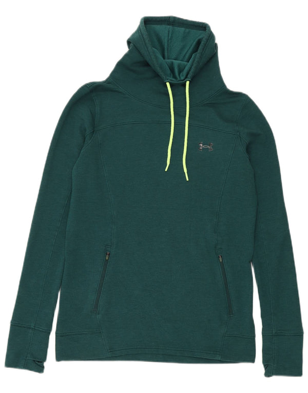 Under Armour Dame Roll Neck Sweatshirt Jumper UK 10 Small Green
