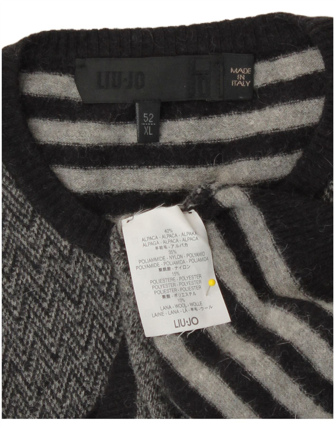 Liu Jo Dame Vest Tank Top IT 52 XL Grå Chevron Alpaca Uld