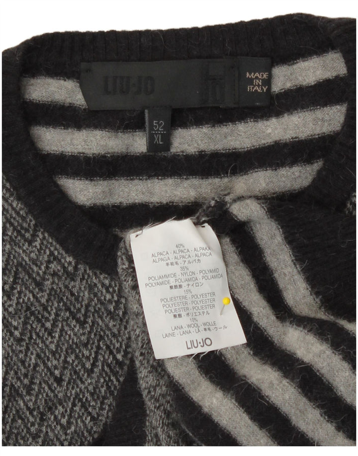 Liu Jo Dame Vest Tank Top IT 52 XL Grå Chevron Alpaca Uld