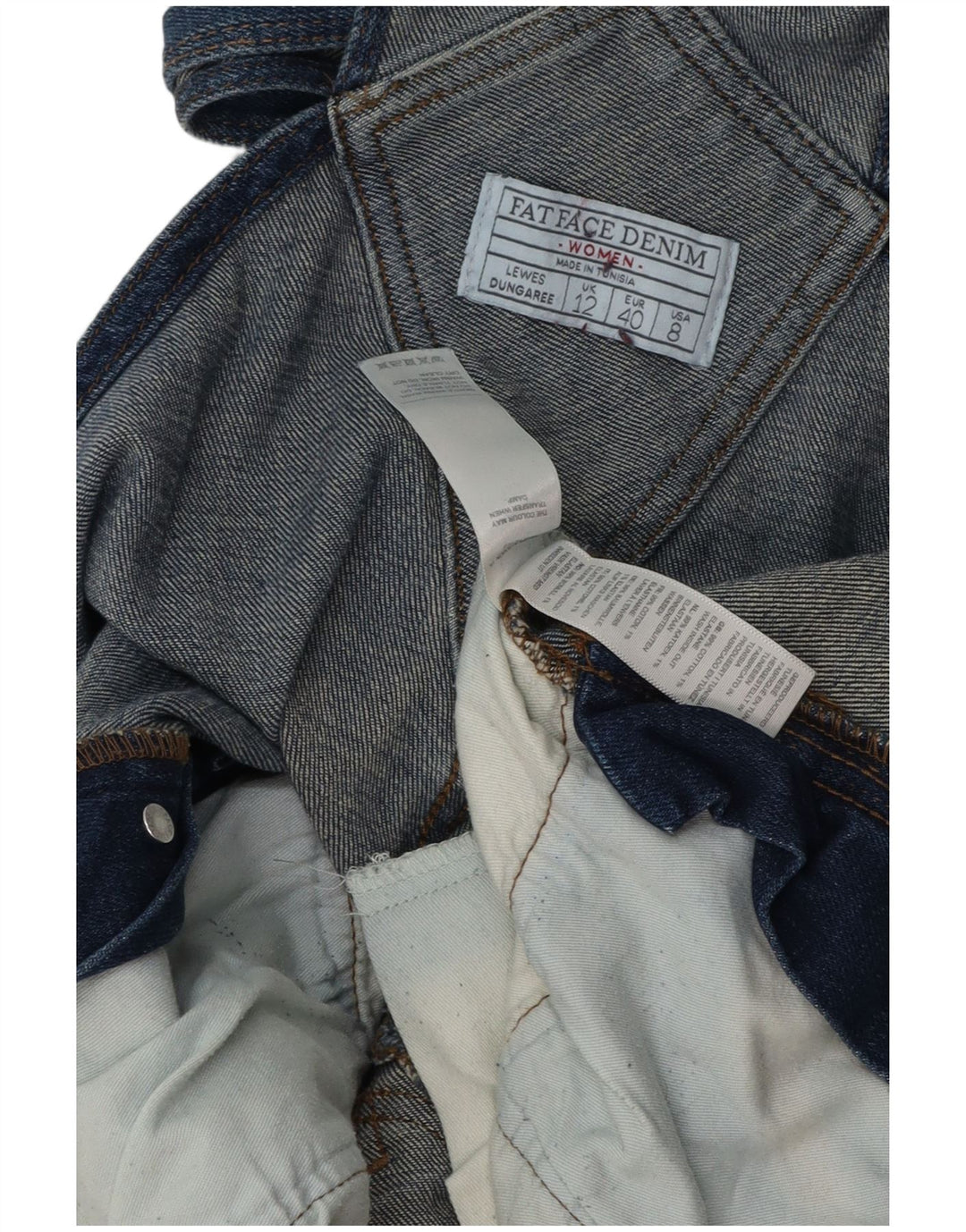 FAT FACE Dame Lewes Dungarees Jeans UK 12 Medium W34 L27 Blå Bomuld