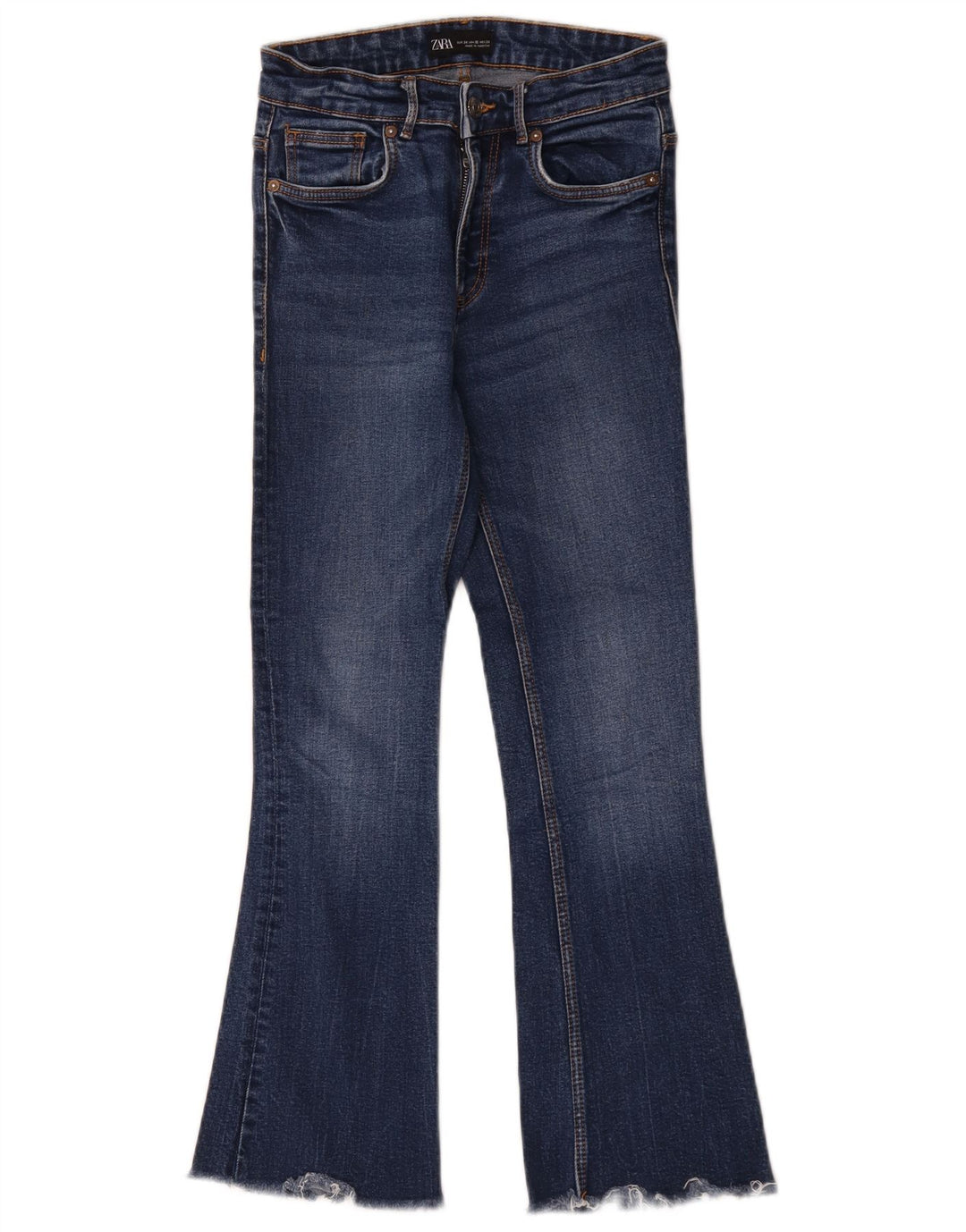 Zara Womens Crop Flared Jeans EU 34 2XS W24 L25 Blå