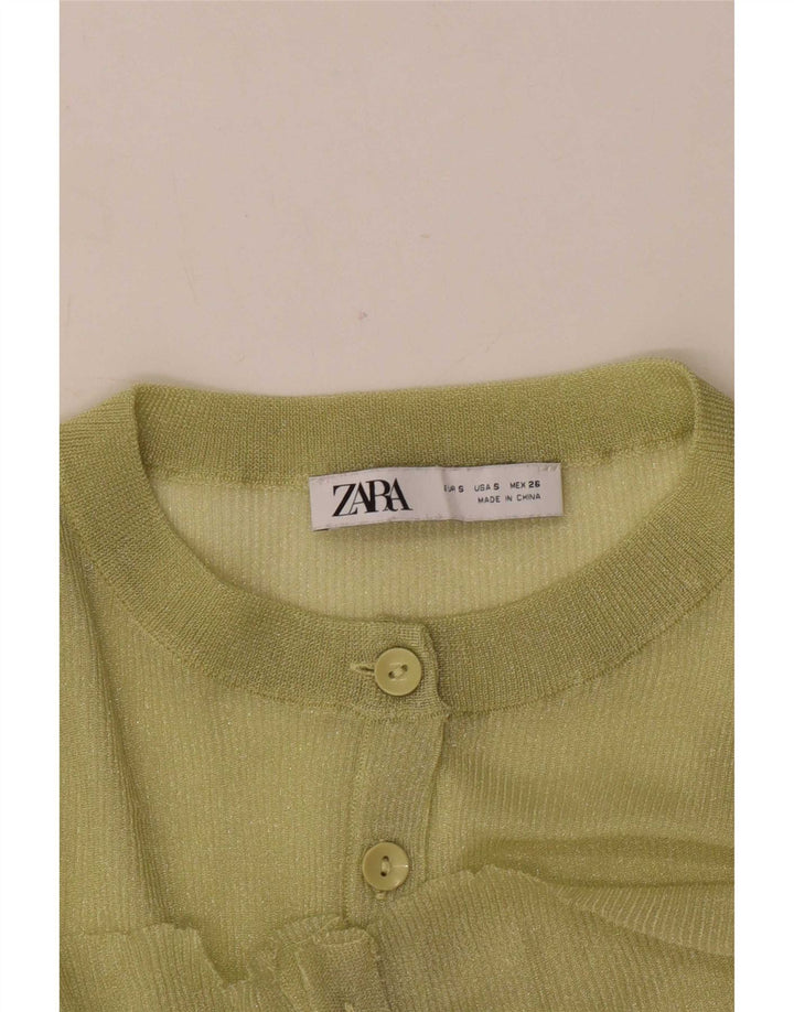 Zara Dame Oversized Cardigan Sweater UK 10 Lille Grøn
