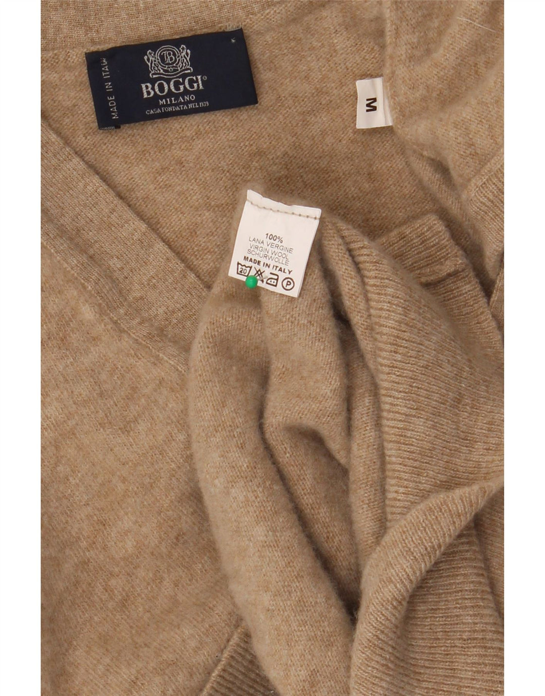 BOGGI MILANO ærmeløs cardigantrøje til kvinder UK 14 Medium Beige Uld