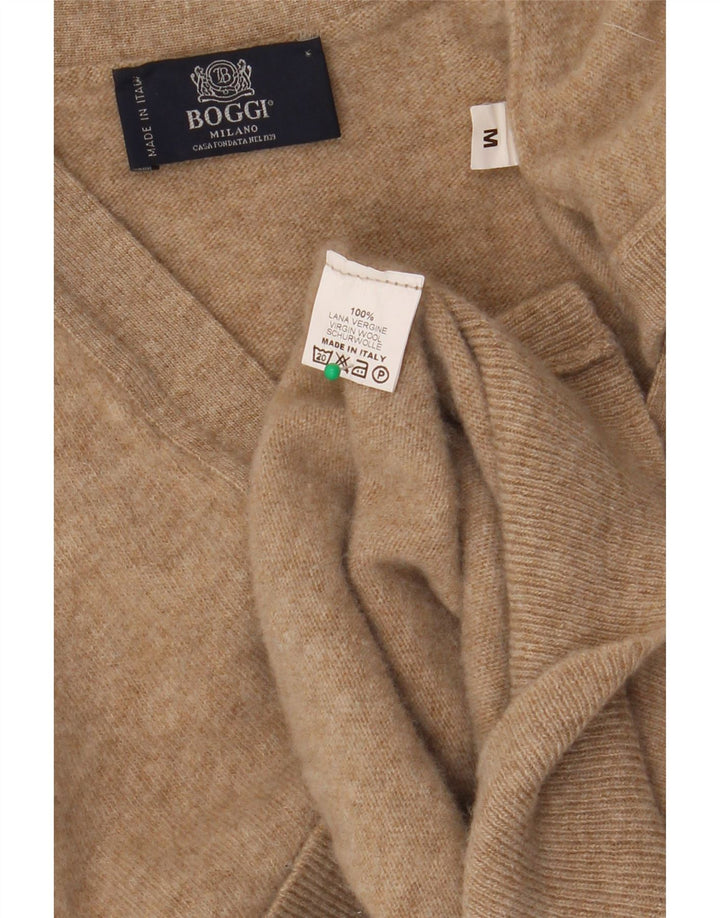 BOGGI MILANO ærmeløs cardigantrøje til kvinder UK 14 Medium Beige Uld