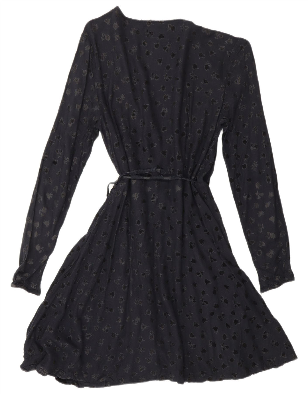 SUPERDRY kvinders abstrakt mønster langærmet slå-om-kjole UK 6 XS marineblå