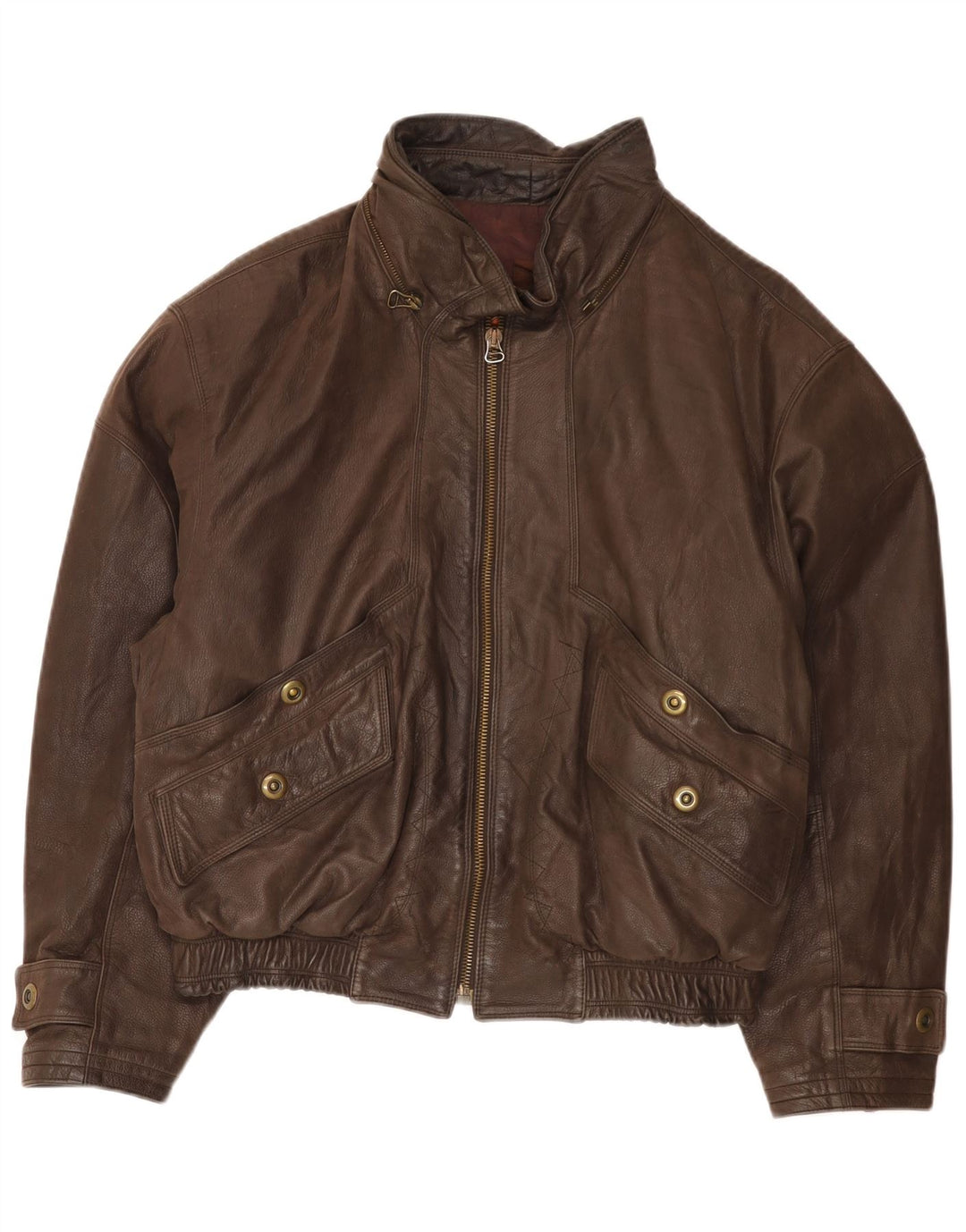 Vintage Bomber læderjakke til mænd EU 52 XL brunt læder