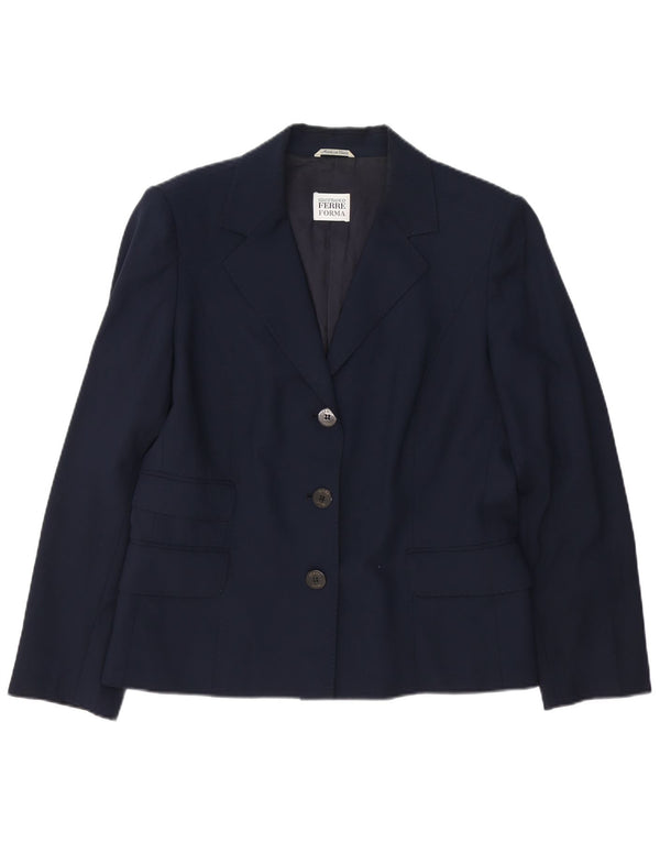 Gianfranco Ferre Dame 3-knaps blazerjakke UK 14 Large Navy Blue