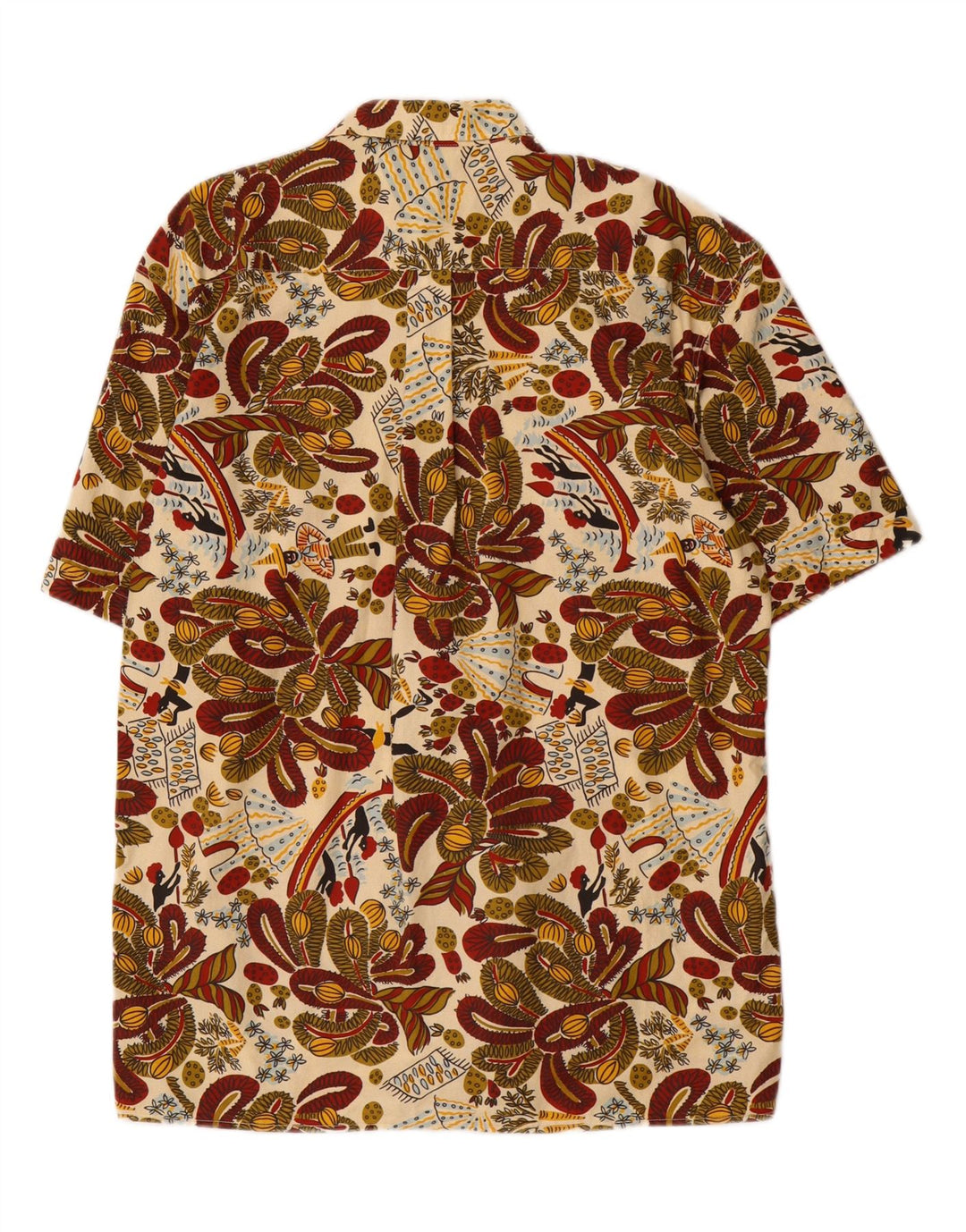 Vintage kortærmet herreskjorte medium flerfarvet Paisley bomuld
