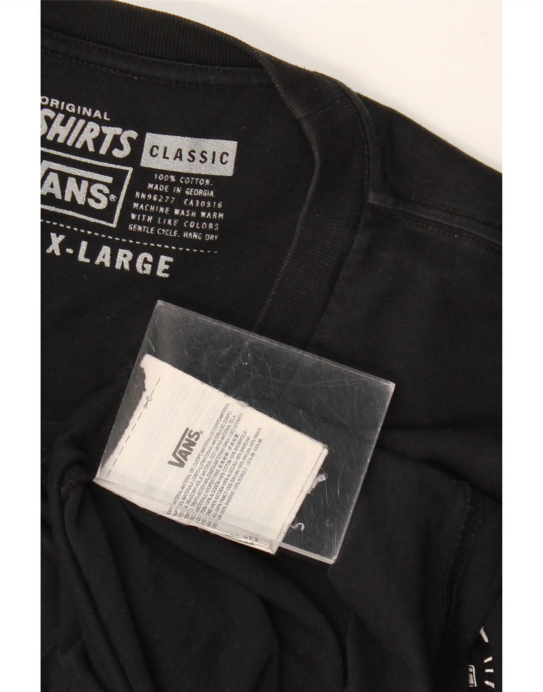 VANS Herre Classic Fit Grafisk T-Shirt Top XL Sort Bomuld