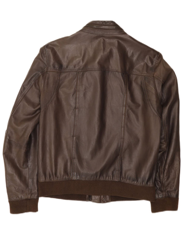 Zen Bomber læderjakke til mænd str. 50 Medium brunt læder