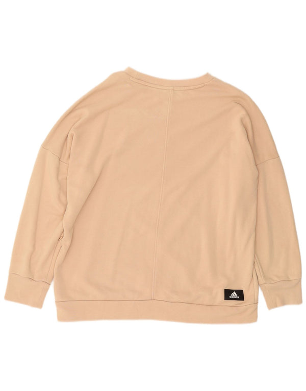 Adidas Dame Grafisk Oversized Sweatshirt Jumper UK 12/14 Medium Beige