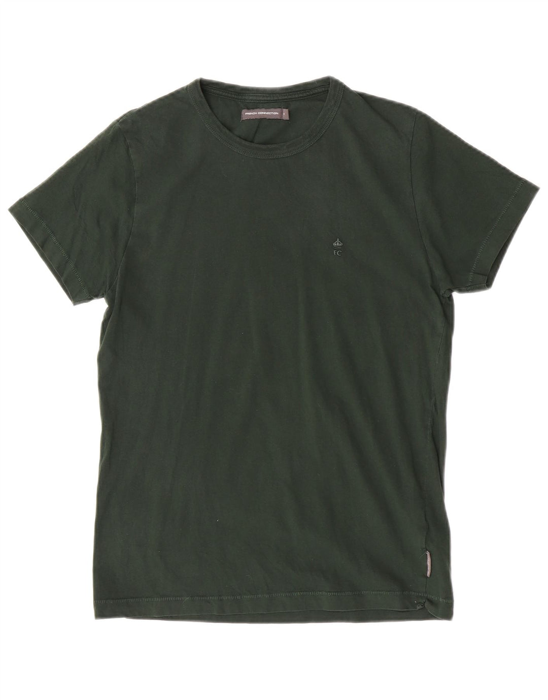 French Connection Dame T-Shirt Top UK 12 Medium Grøn Bomuld