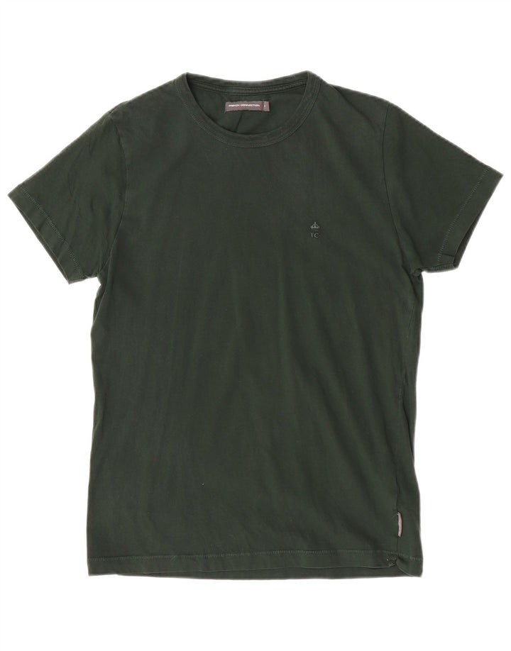 French Connection Dame T-Shirt Top UK 12 Medium Grøn Bomuld