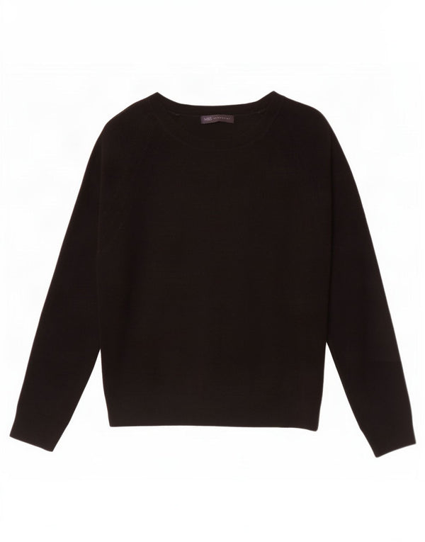 Marks & Spencer Dame Boat Neck Jumper Sweater UK 16 Large Black Acryl