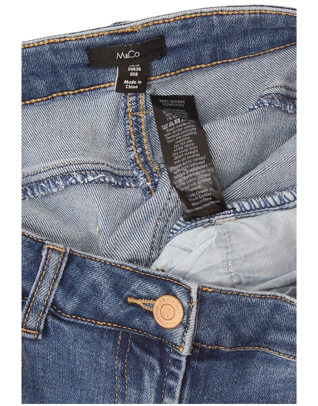 M&Co Kvinders Croppede Jeans UK 12 Medium W30 L25 Blå Bomuld
