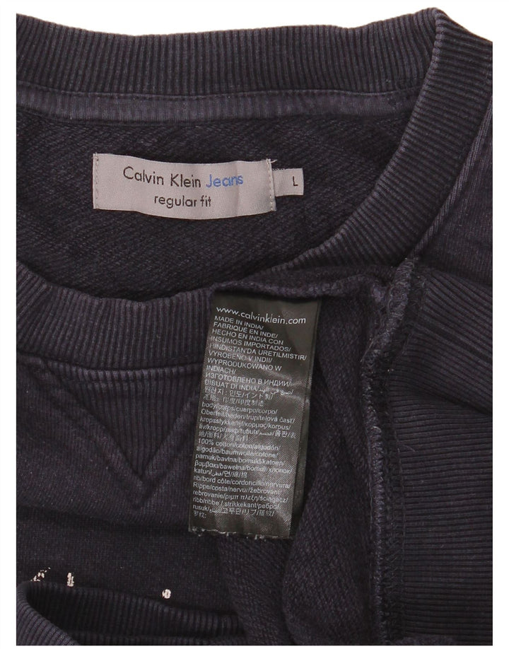 Calvin Klein Jeans Herre Grafisk Sweatshirt Jumper Large Navy Blue