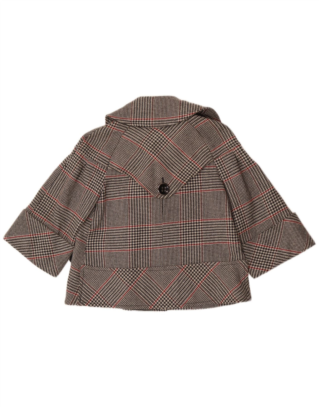 Zara Dame Kort Dobbeltradet Blazer Jacket UK 14 Medium Grey Plaid