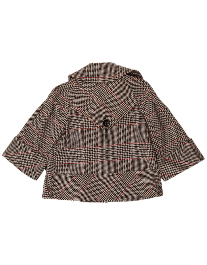 Zara Dame Kort Dobbeltradet Blazer Jacket UK 14 Medium Grey Plaid