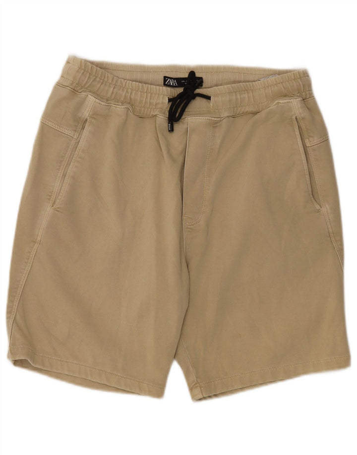 Zara Herre Sportshorts Stor Beige Bomuld