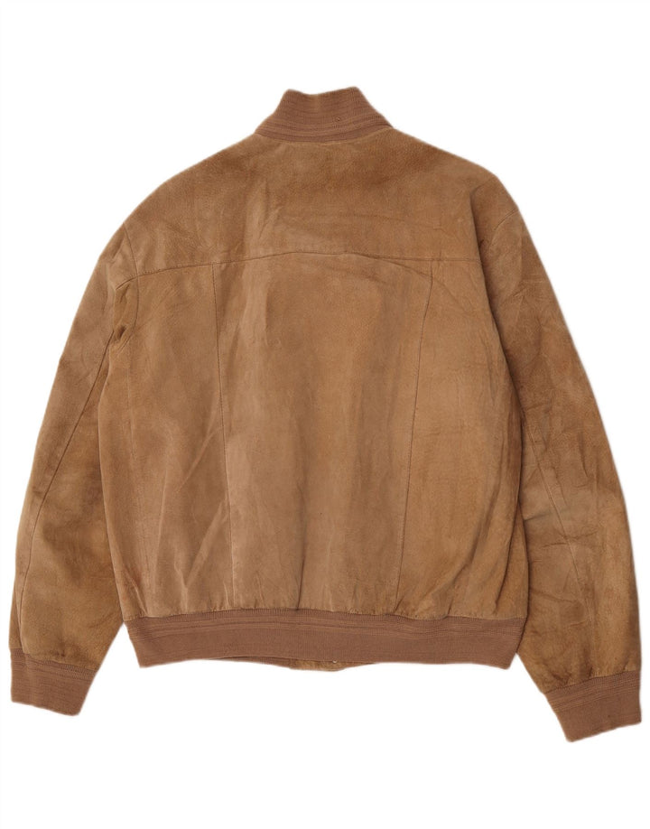 Vintage herre ruskind bomberjakke EU 48 medium beige læder