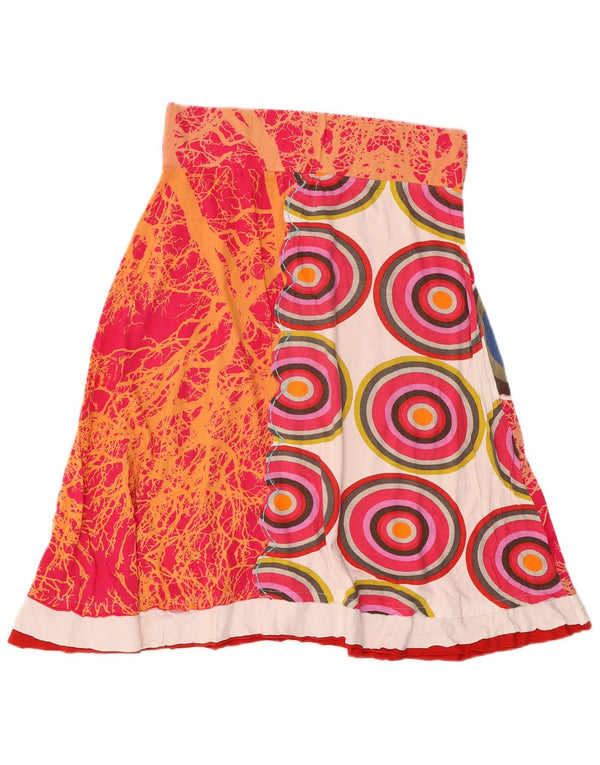 Desigual Kvinders Grafisk A-Line nederdel Lille W28 Pink Floral Bomuld