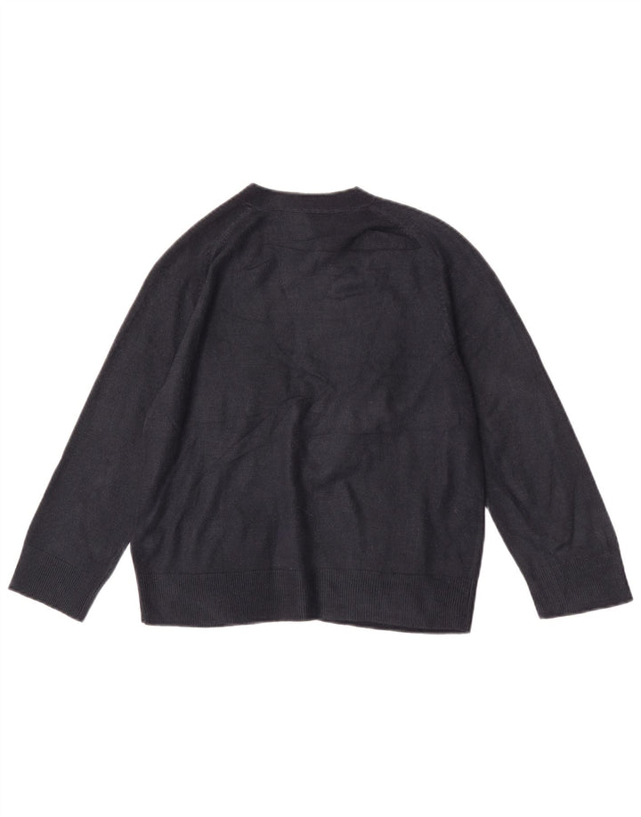 Marks & Spencer Dame Crop Cardigan Sweater UK 12 Medium Navy Blue Akryl