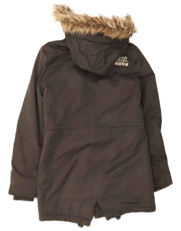 Superdry Womens The windparka hætteparkajakke UK 6 XS Grå Bomuld
