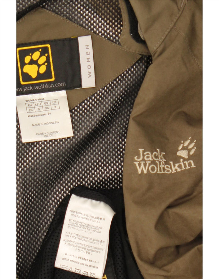 Jack Wolfskin Dame Regnjakke med hætte UK 8 Small Khaki Polyester