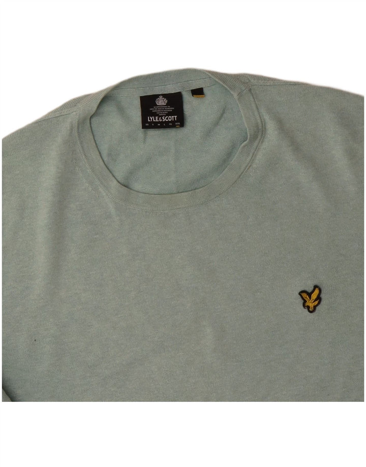 LYLE & SCOTT Herre sweater med rund hals 2XL grøn bomuld