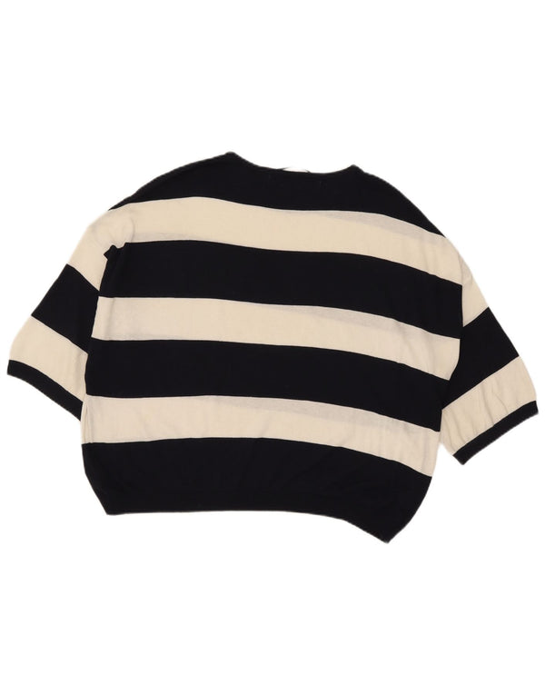 Zara Dame Oversized 1/2 ærmet bluse Top UK 12 Mellem hvid stribet