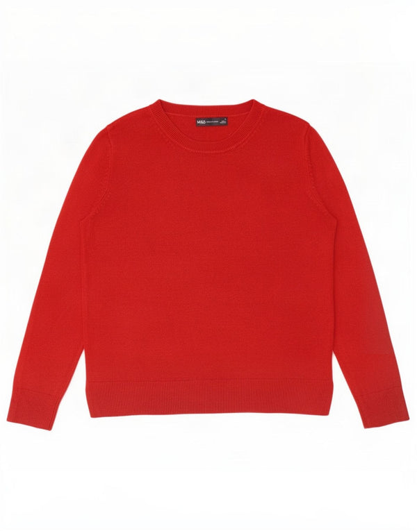 Marks & Spencer Dame sweater med rund hals DK 12 Medium Rød Akryl