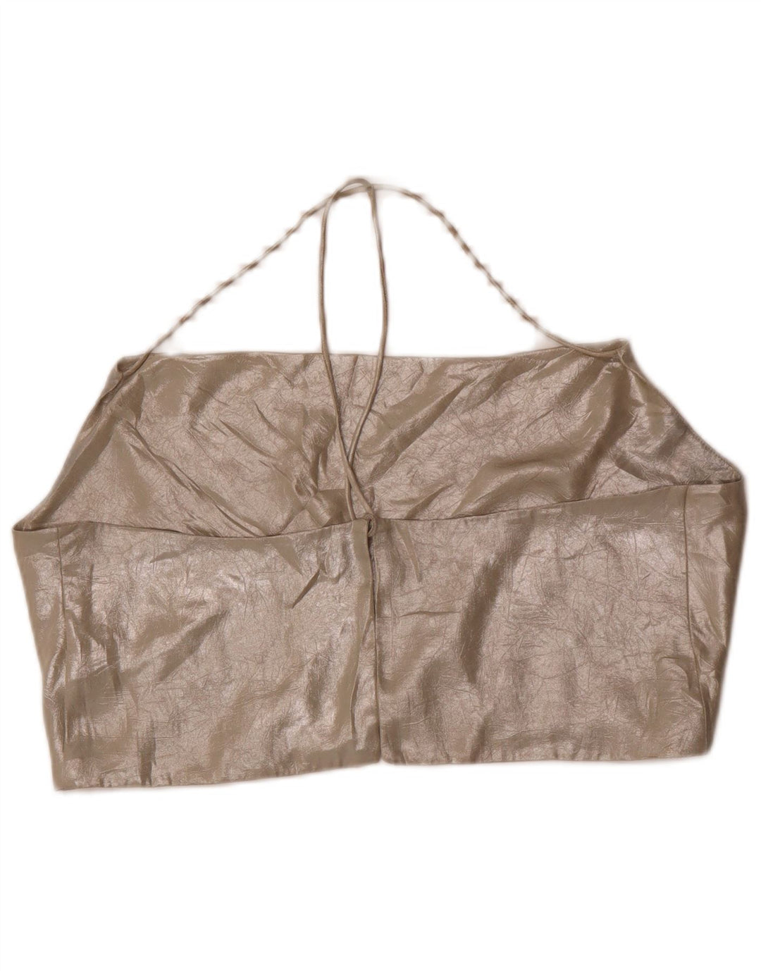 Zara Womens Crop Halter Top UK 18 XL Guld Polyester