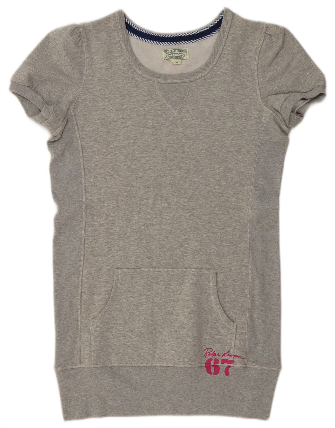 POLO RALPH LAUREN Dame Longline Sweatshirt Jumper UK 16 Large Grå