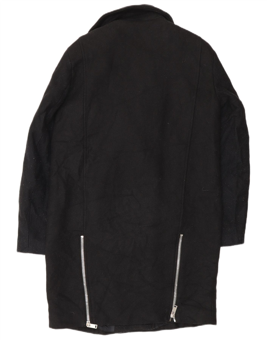 Zara Dame Overfrakke UK 14 Medium Sort Uld