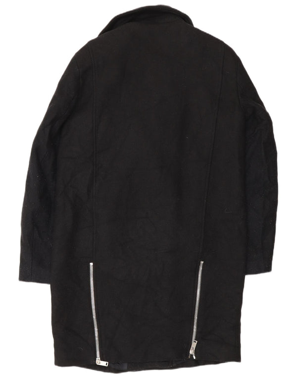 Zara Dame Overfrakke UK 14 Medium Sort Uld