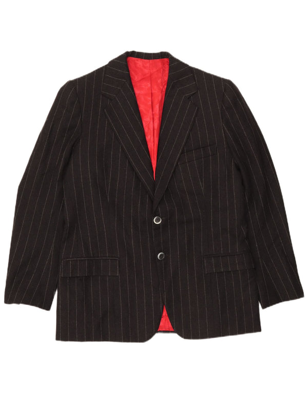 Vintage herredragt med 2 knapper UK 38 Medium W30 L30 Sort nålestribe
