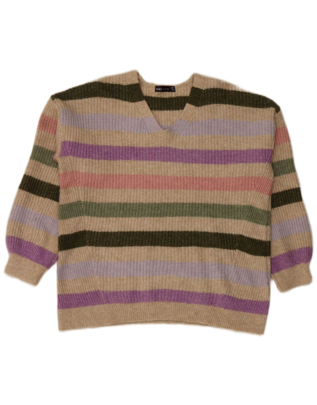 Marks & Spencer Dame V-hals sweater UK 16 Stor Flerfarvet