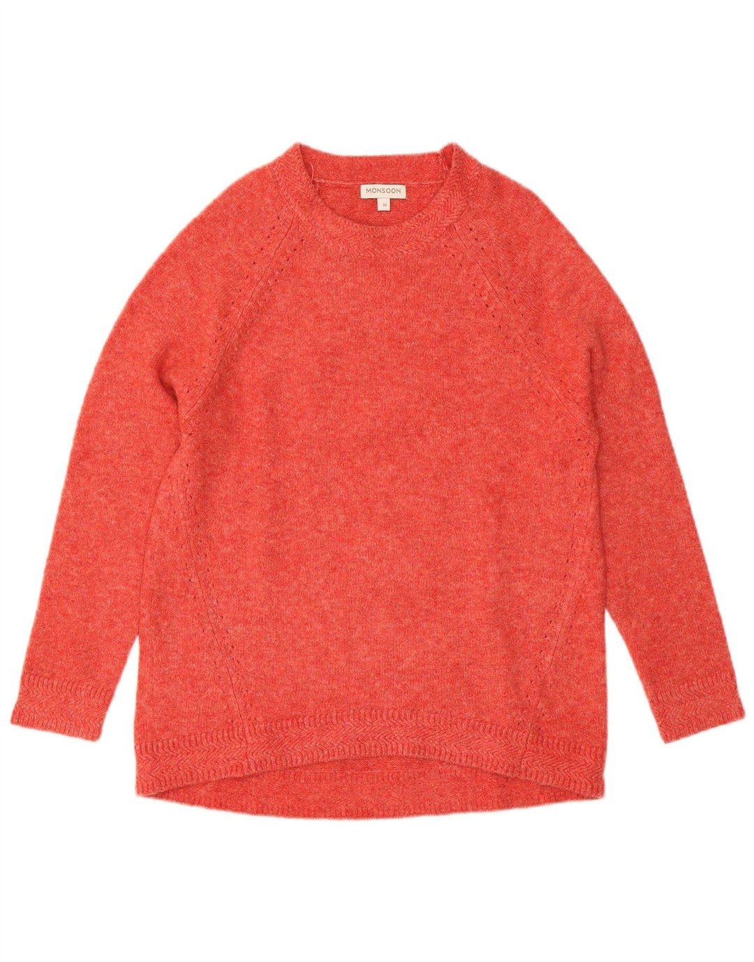 MONSOON Dame Boat Neck Jumper Sweater UK 14 Medium Rød Akryl