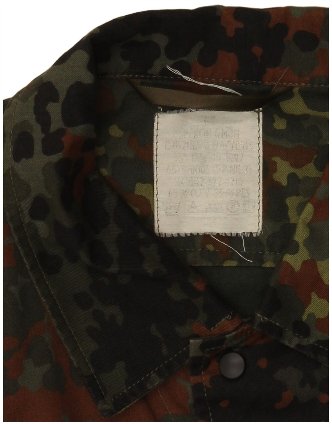 Vintage Herre Military Shirt UK 38 Medium Khaki Camouflage Cotton